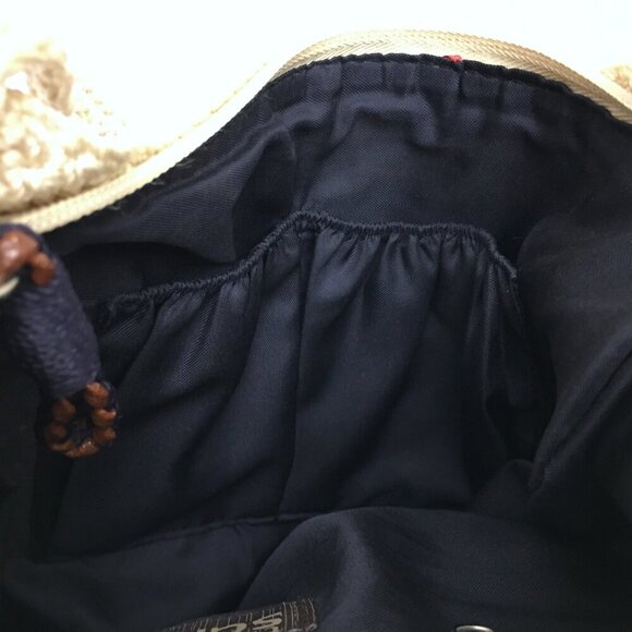 The Sak Ivory Crochet Crossbody Bag Blue Stripes Red Flowers Boho Hippie Purse - Picture 7 of 12